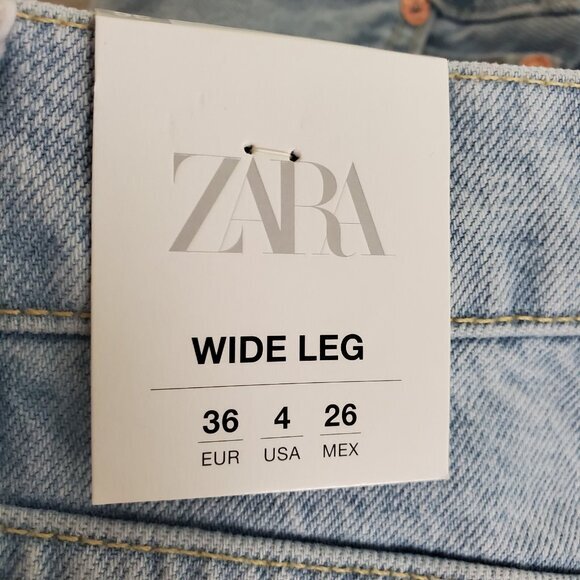 Zara Womens Grunge Skater High Rise Wide Leg Jeans Size 4 Indie Distressed NWT - Picture 5 of 15